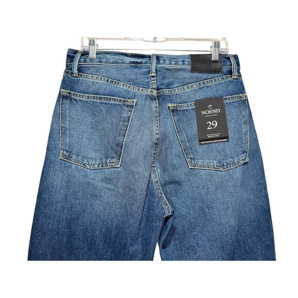 NOEND High Rise Relaxed Straight Jeans Womens 29 Blue Made USA 100% Cotton Denim - Picture 7 of 16